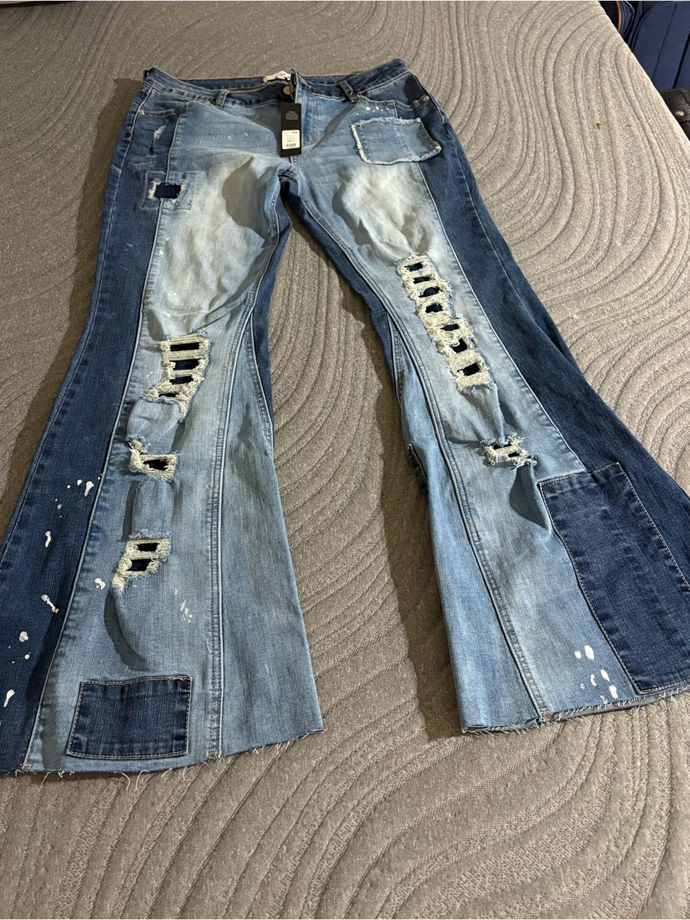 Fashion Nova Secret Revealed Low Rise Flare Jeans NWT Blue Denim Size 11